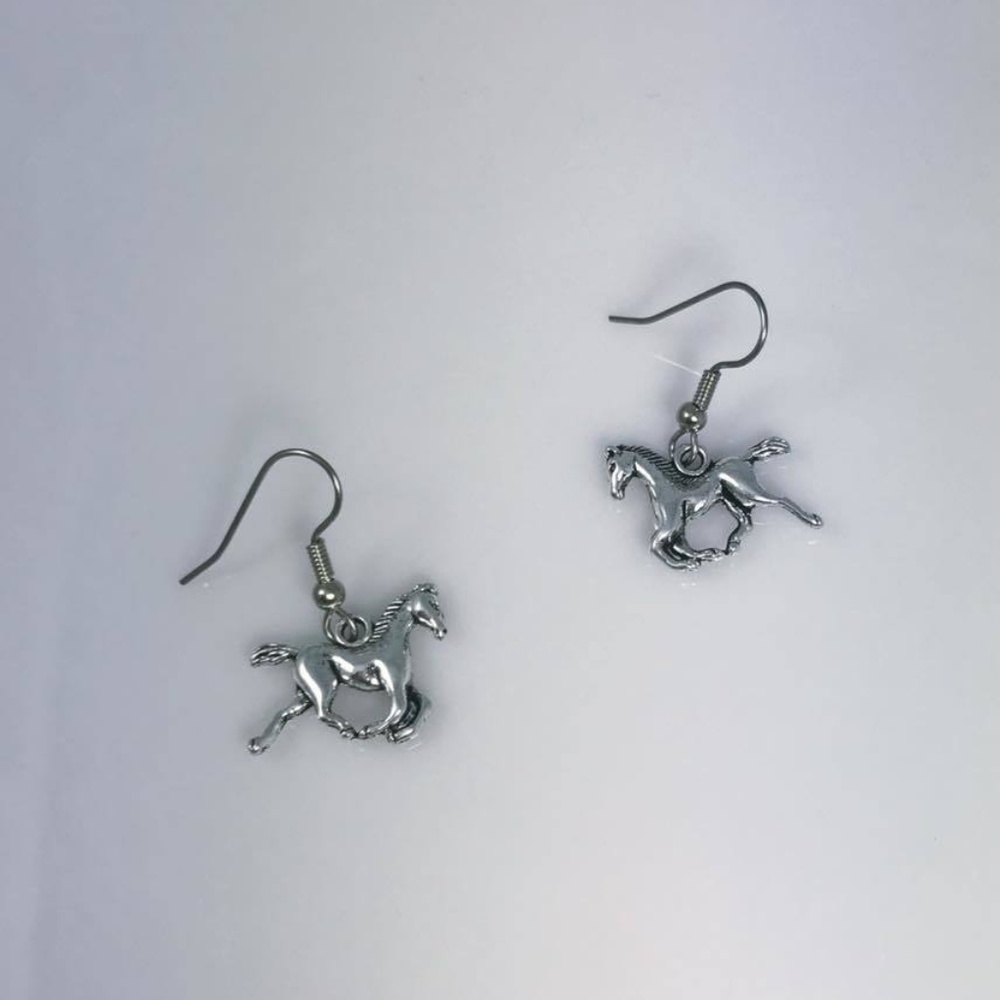 Pewter horse earrings